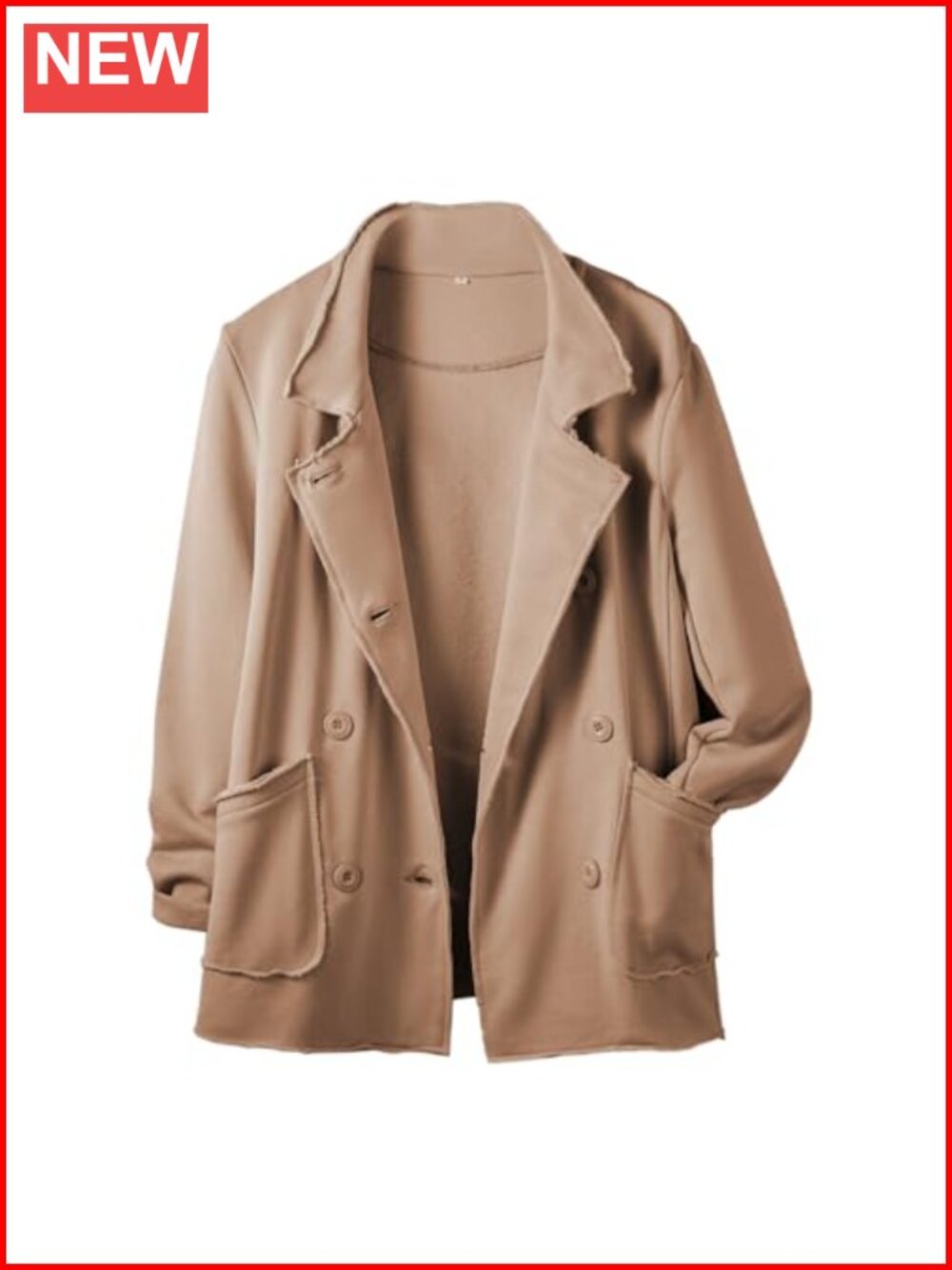Women's Double Breasted Pea Coat Notch Lapel Long Sleeve Relaxed Fit